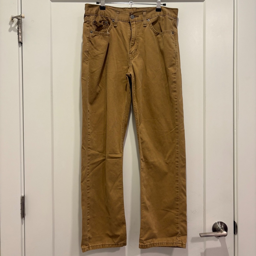Levis 514 Straight Fit Khaki Tan Pants Mens W32 L30 00514-0531 Stretch Chino